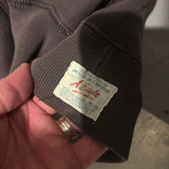 RARE Mens Tall American Eagle Boxy Hoodie WASHED GRAY Faded Distressed XXLT - Picture 4 of 8